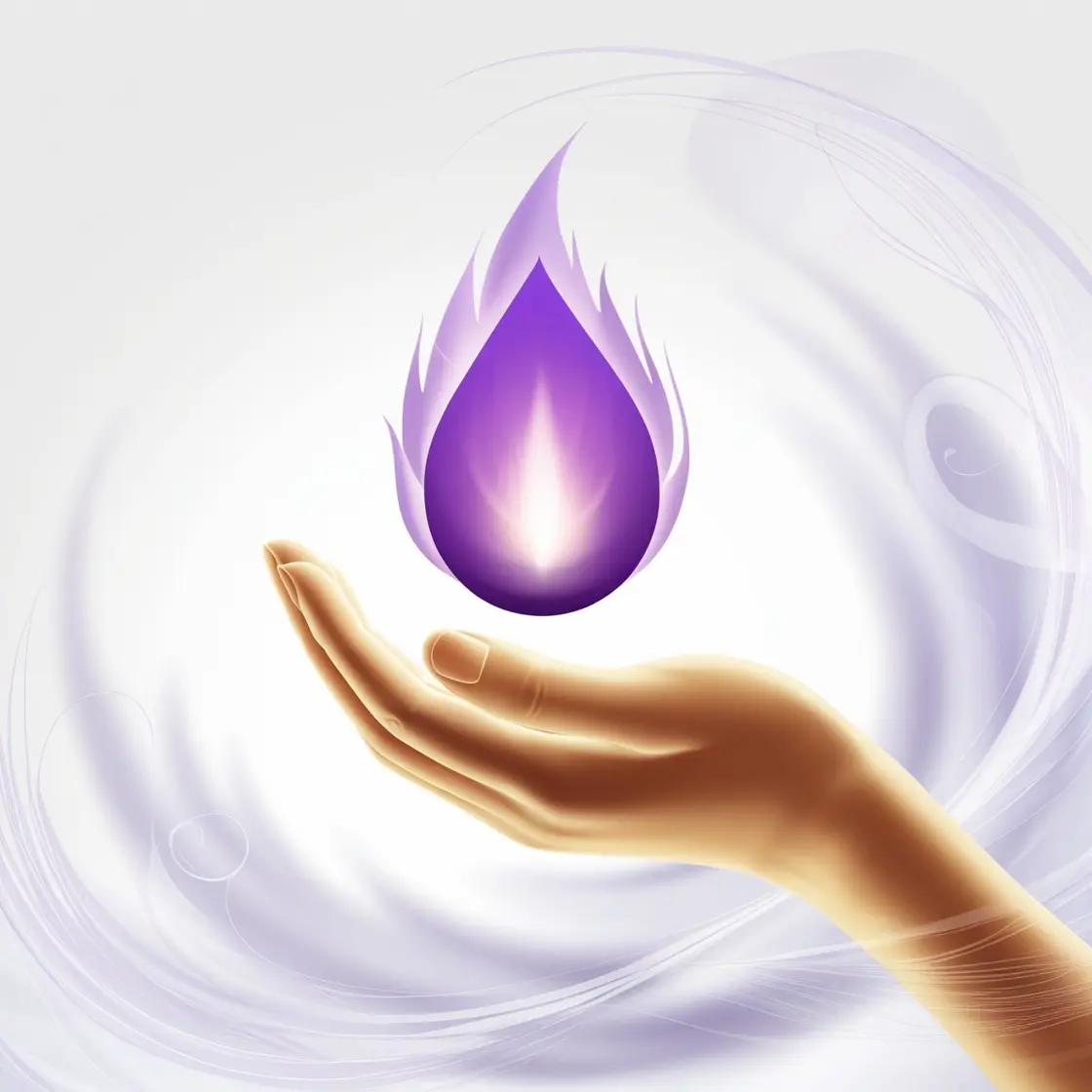 Una mano violeta como símbolo de apoyo y transformación